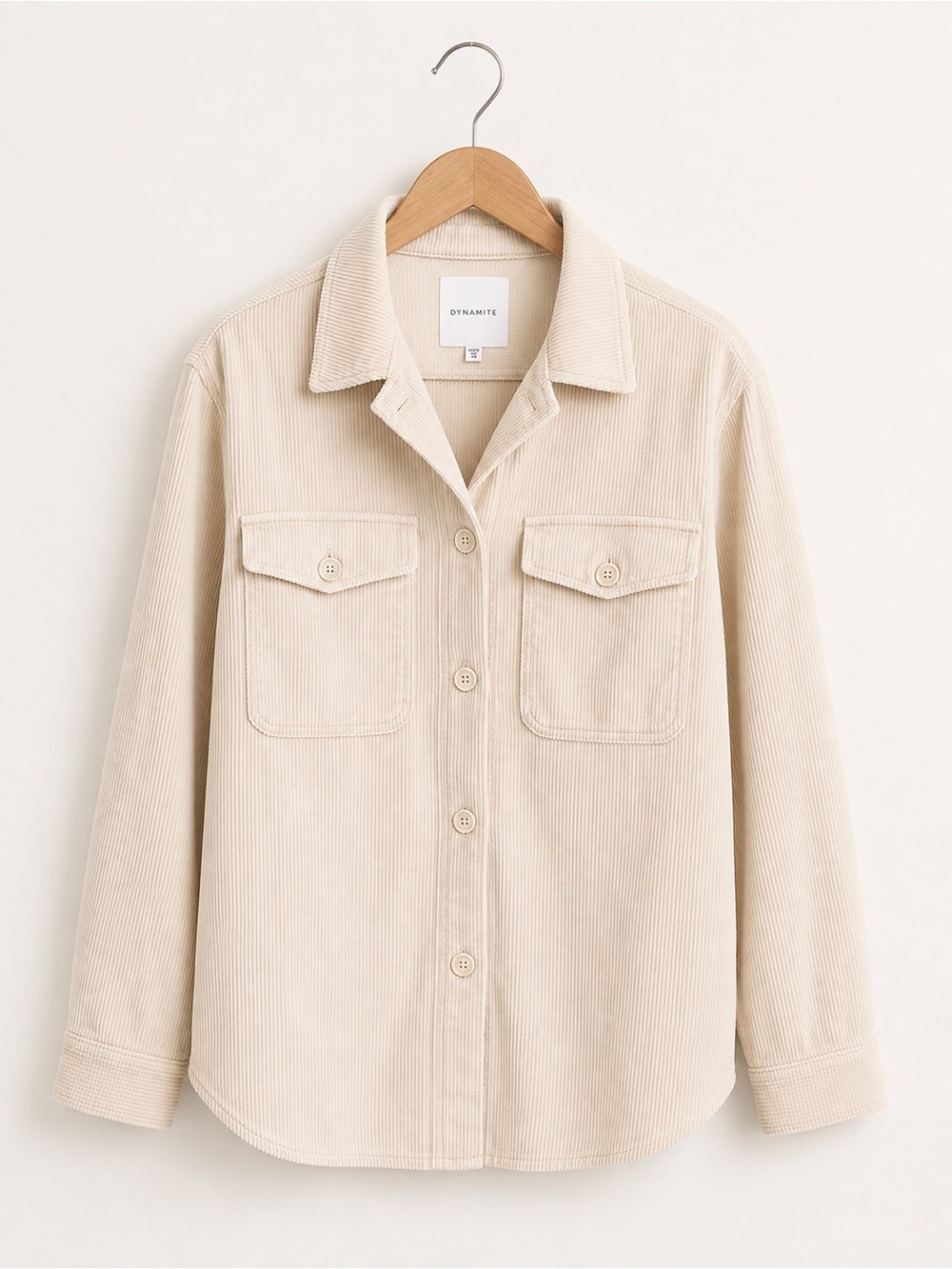 Dynamite 100% cotton Cream Corduroy Shacket Jacket